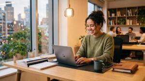 Pessoa acessando o site de um birô de crédito em notebook para cancelar inscrição no Cadastro Positivo