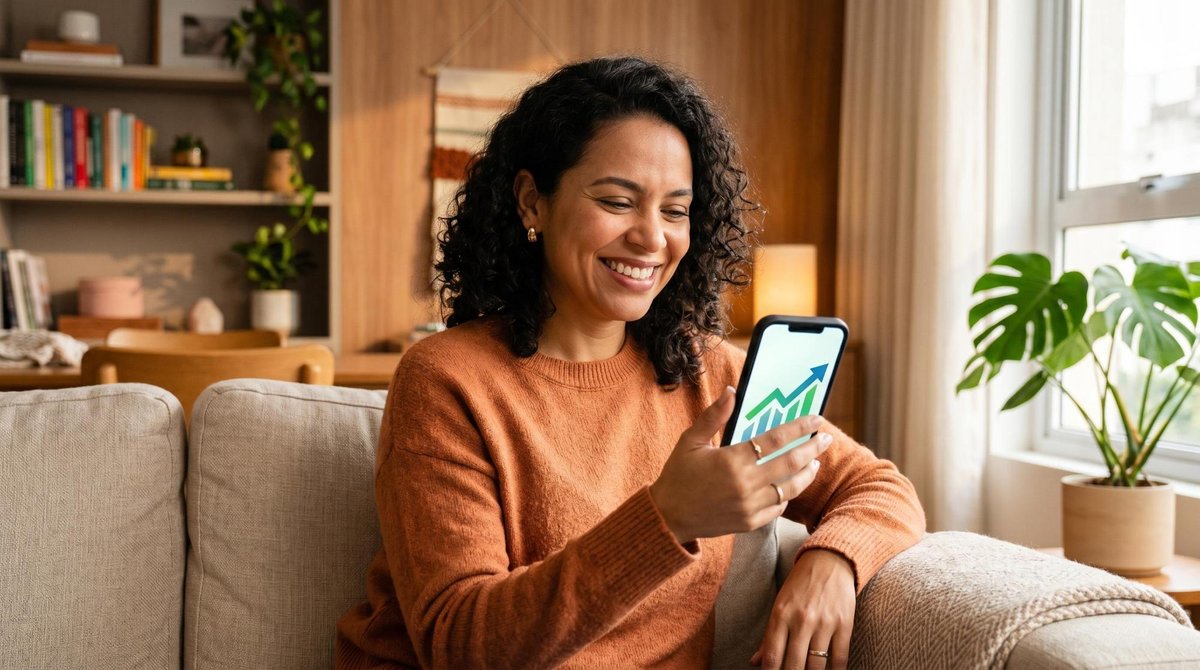 Pessoa consultando sua pontuação de crédito em um celular para entender como sair do score baixo