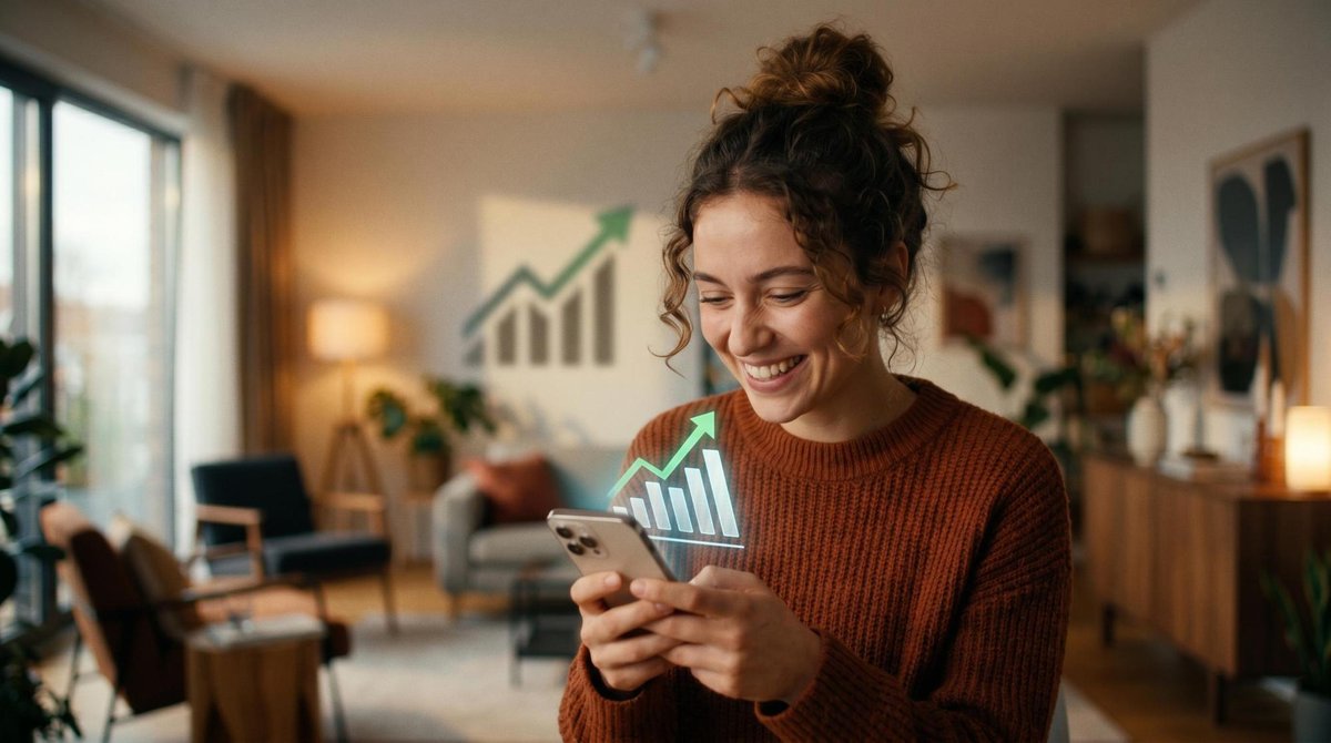 Pessoa consultando sua pontuação de crédito em um smartphone para monitorar estratégias gratuitas de aumento do score
